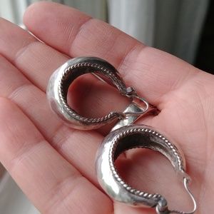 Antique sterling hoops